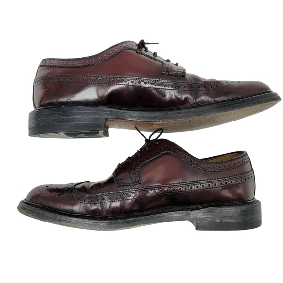 Vintage Hanover LB Sheppard Signatures 2313 Wingtips Burgundy Leather 9 D/B USA - Picture 8 of 12